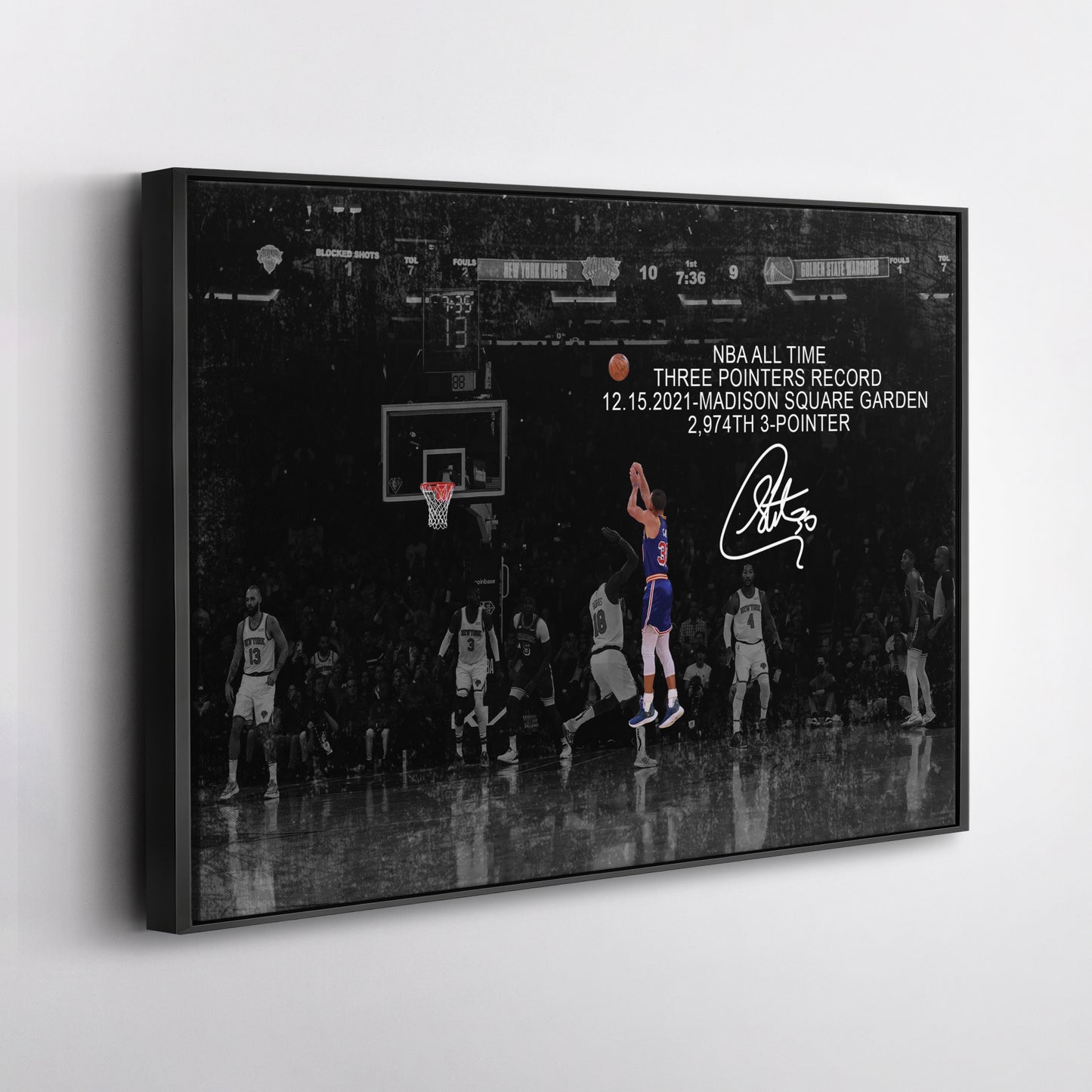 Stephen Curry Record Breaking 3-Pointer Canvas Art - NBA Wall Decor