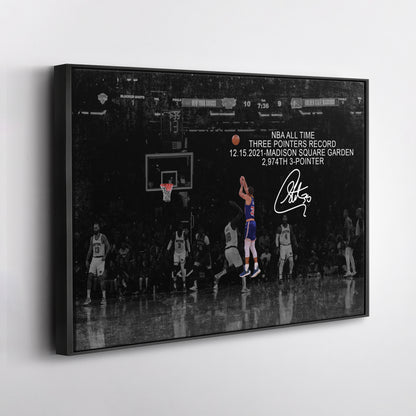Stephen Curry Record Breaking 3-Pointer Canvas Art - NBA Wall Decor