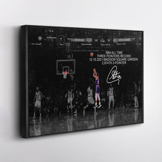 Stephen Curry Record Breaking 3-Pointer Canvas Art - NBA Wall Decor