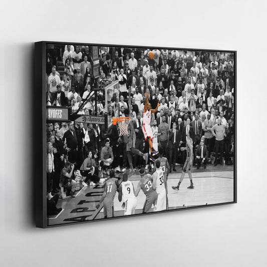 Kawhi Leonard Buzzer Beater Toronto Raptors Canvas Wall Art Decor - NBA Playoff Art