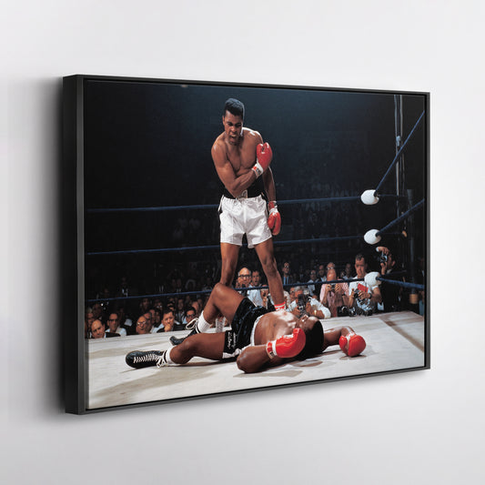 Muhammad Ali Sonny Liston Knockdown Canvas Art – Boxing Icon Decor