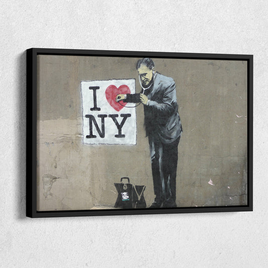 Banksy 'Love New York' Canvas Print - Framed Wall Art