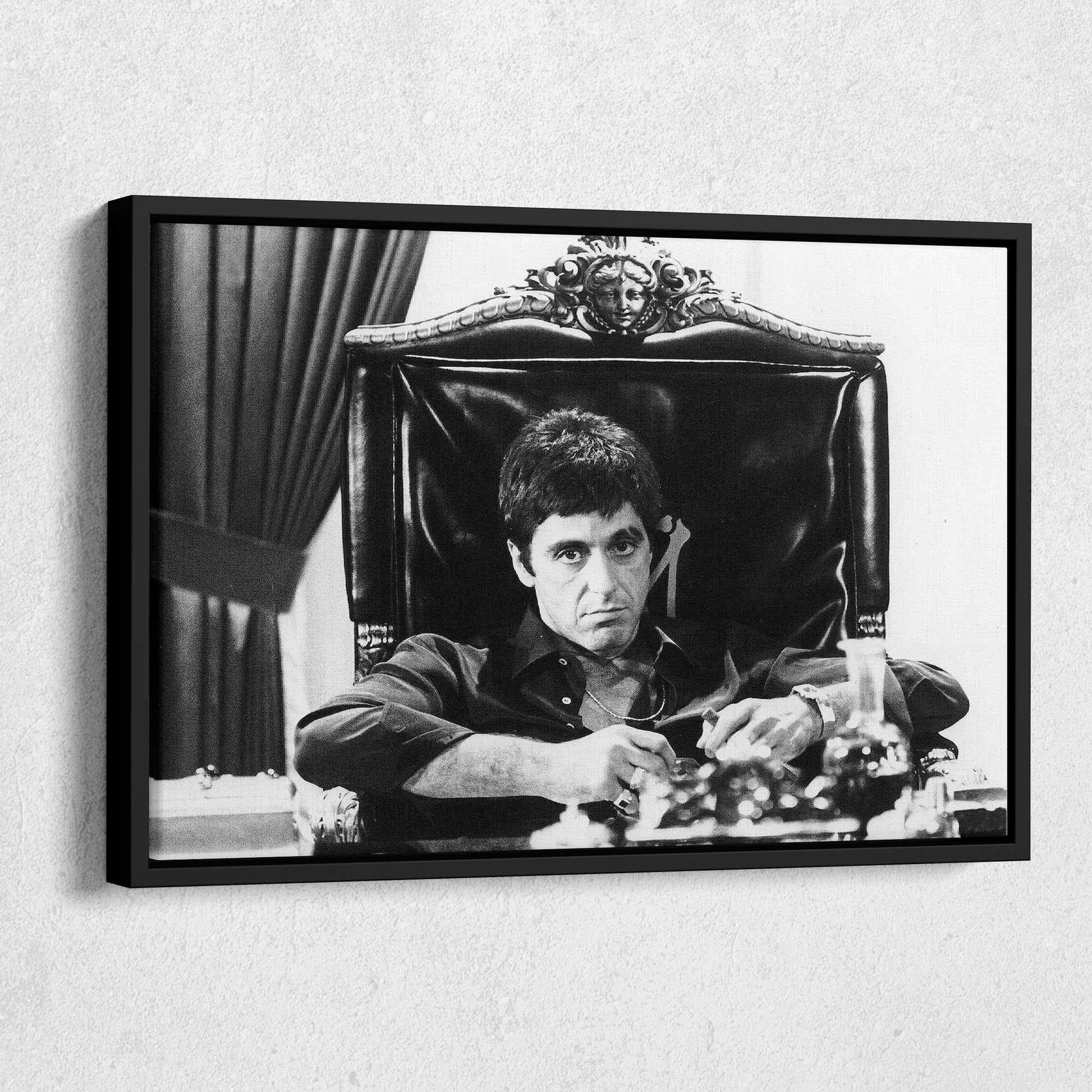 Tony Montana Scarface Canvas Art - Movie Wall Decor Black and White