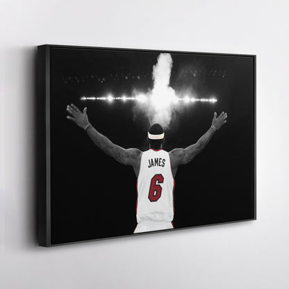LeBron James Tosses Powder in the Air Miami Heat Canvas Wall Art Decor - NBA Superstar Art
