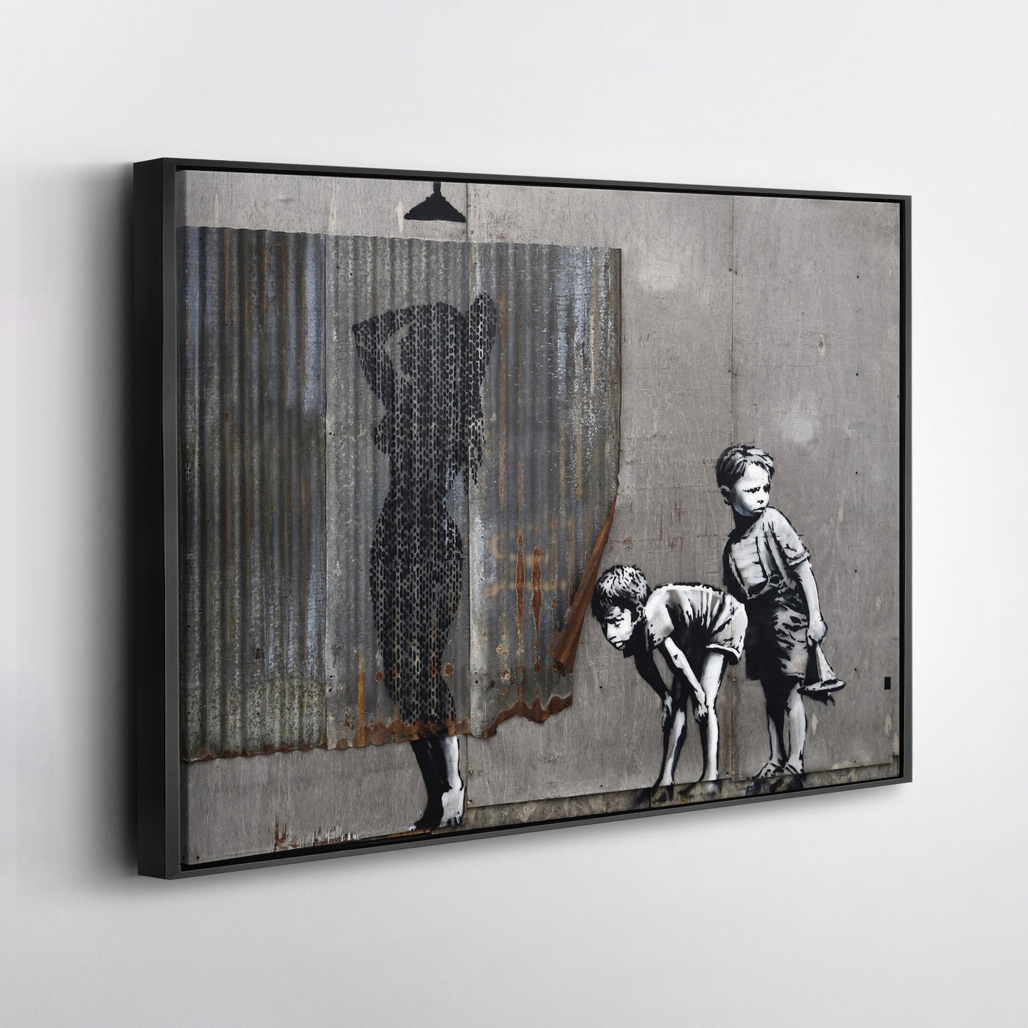 Banksy 'Lady Shower' Canvas Print - Framed Wall Art
