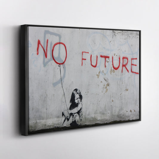 Banksy 'No Future' Street Art Canvas Print - Framed Wall Decor