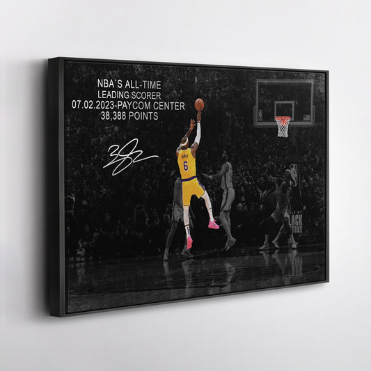 LeBron James All-Time Leading Scorer Canvas Wall Art Decor - NBA Legend Poster