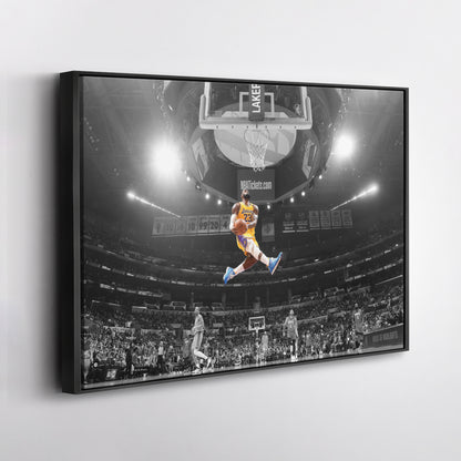 LeBron James Dunk Basketball Canvas Wall Art – NBA King in Action