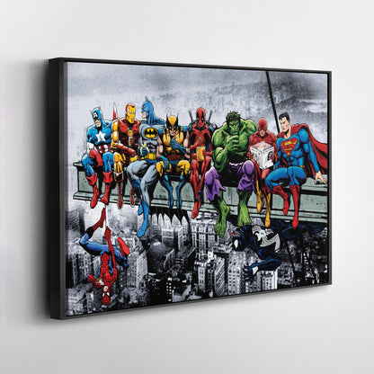 Superheroes Lunch atop a Skyscraper - Canvas Wall Art Decor