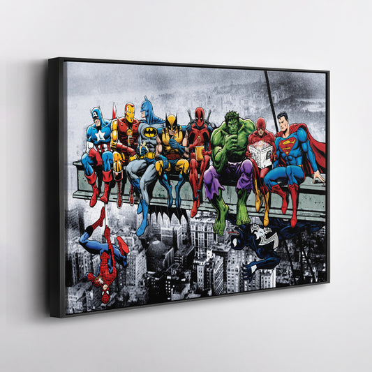 Superheroes Lunch atop a Skyscraper - Canvas Wall Art Decor