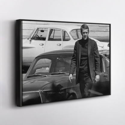 Steve McQueen Hollywood Icon Canvas Wall Art – Black and White Decor