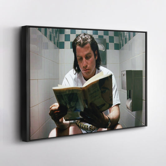 Pulp Fiction Book Reading Canvas Wall Art – Famous Movie Moment Decor