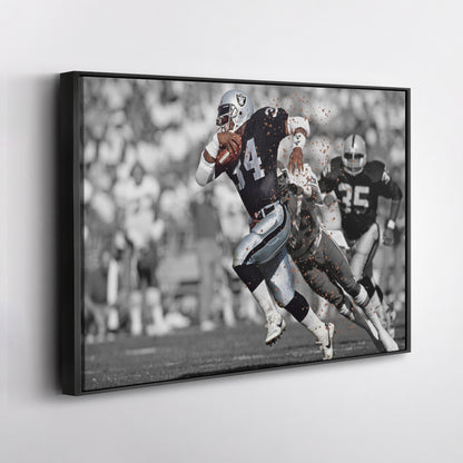 Bo Jackson Dodges Tackle Los Angeles Raiders Canvas Wall Art Decor - NFL Action Art