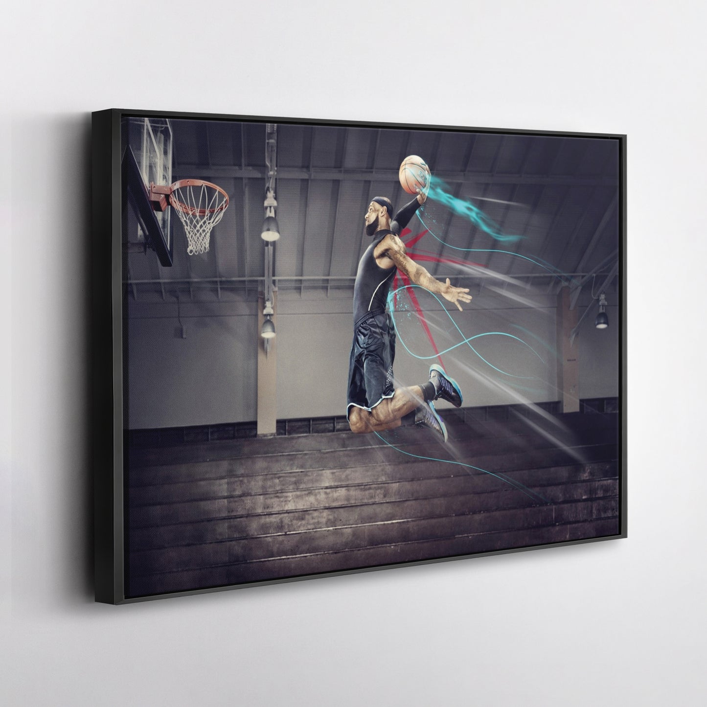 LeBron James Slum Dunk Art Effect Canvas Wall Art – Basketball Art Decor