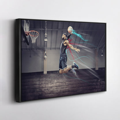 LeBron James Slum Dunk Art Effect Canvas Wall Art – Basketball Art Decor
