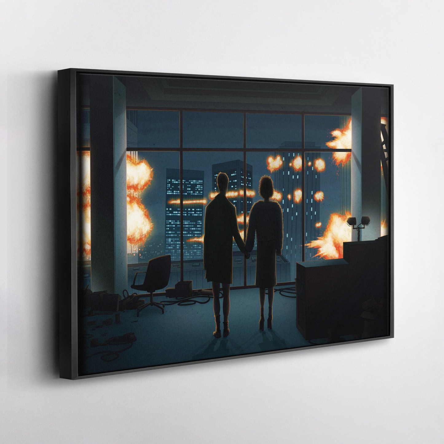 Fight Club Man and Woman Silhouette Canvas Wall Art – Movie Art Decor
