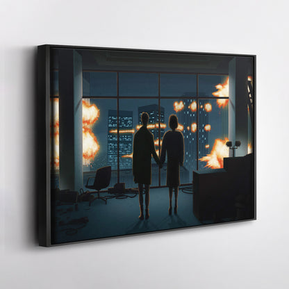 Fight Club Man and Woman Silhouette Canvas Wall Art – Movie Art Decor