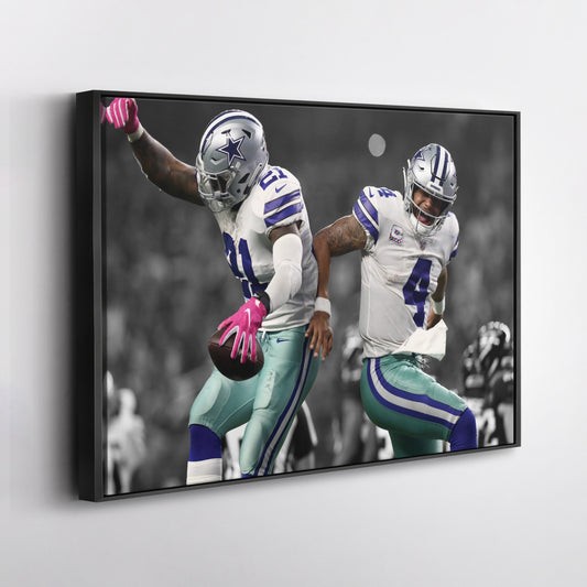 Dak and Zeke Dallas Cowboys Canvas Wall Art – NFL Legends Print for Home