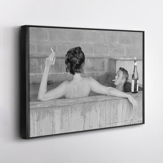 Steve McQueen with Wife Canvas Art – Hollywood Power Couple Decor
