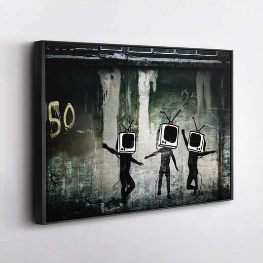 Banksy 'Television' Canvas Print - Framed Wall Art