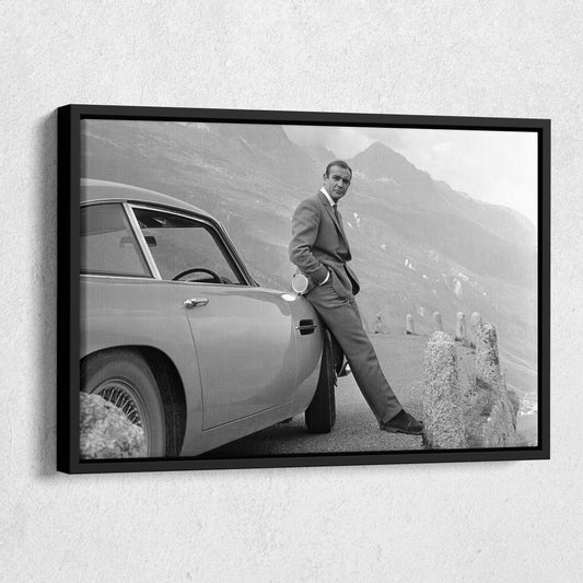 Sean Connery James Bond Aston Martin DB5 Canvas Art - Movie Wall Decor