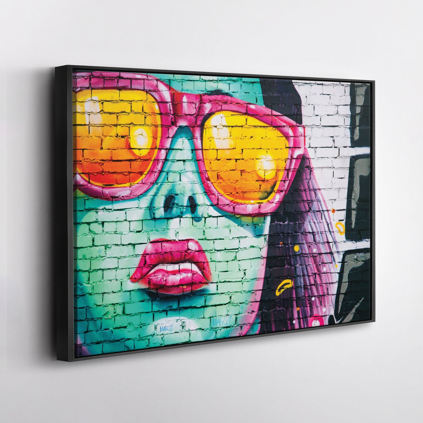 Banksy 'Cool Girl on Wall' Canvas Print - Framed Street Art