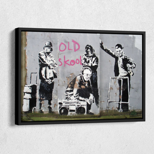 Banksy 'Old School' Canvas Print - Framed Wall Art