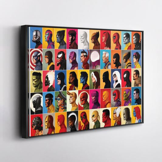 Marvel Headshots Canvas Art - Comic Book Hero Wall Decor