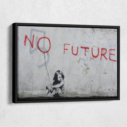 Banksy 'No Future' Street Art Canvas Print - Framed Wall Decor