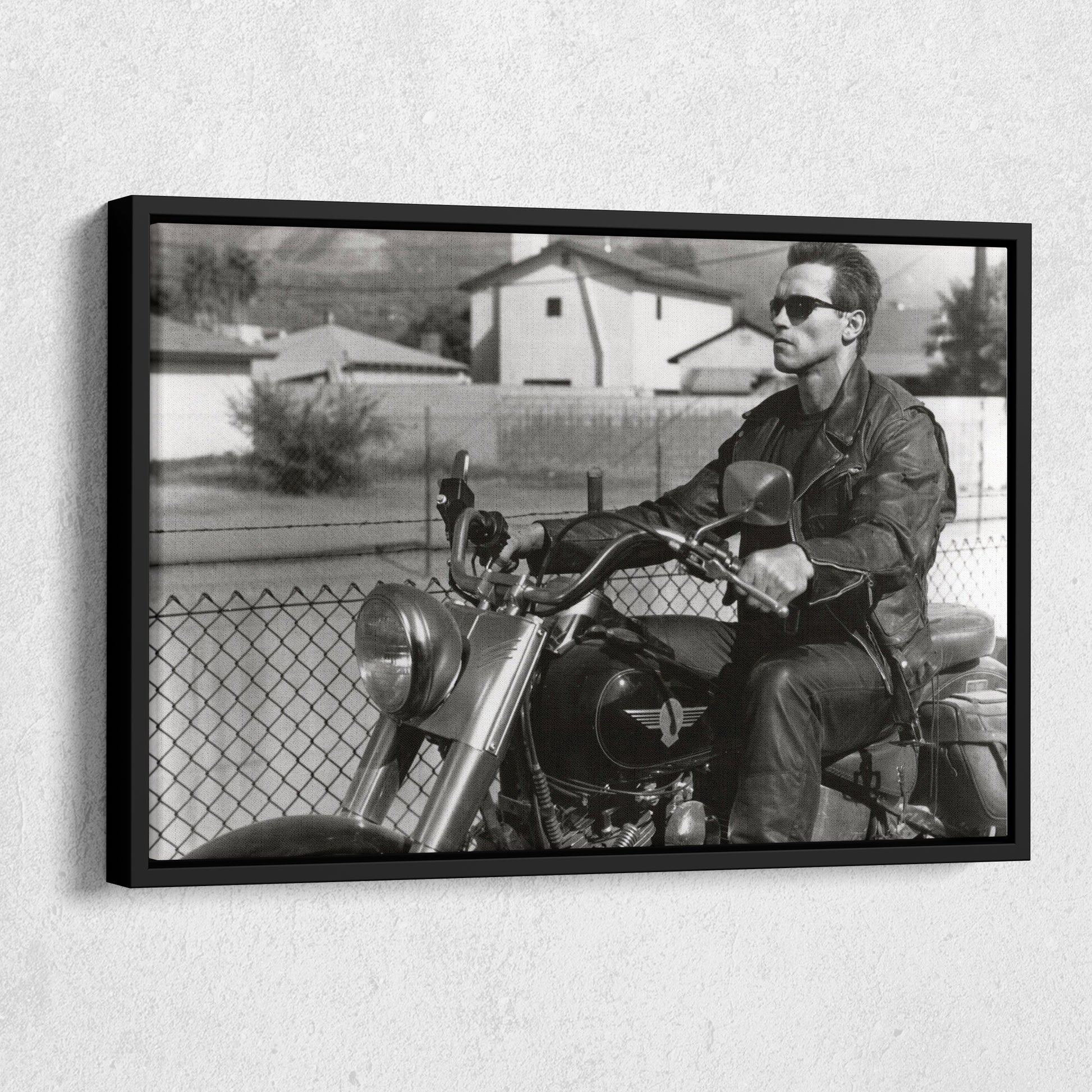 Arnold Schwarzenegger Terminator Movie Scene Canvas Print – Motorcycle Wall Art for Home & Office Decor