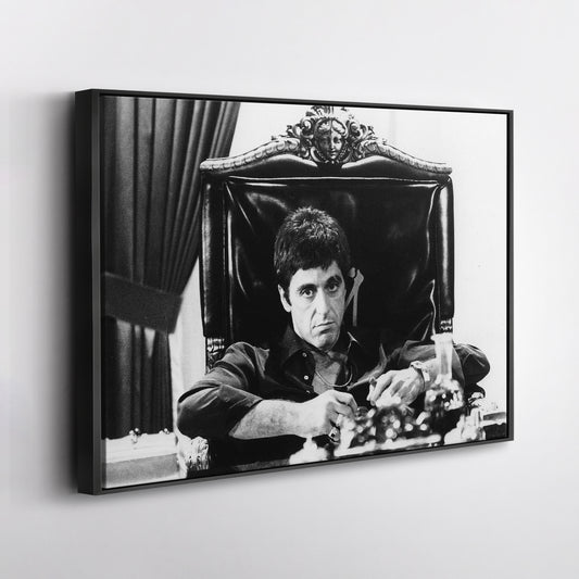 Tony Montana Scarface Canvas Art - Movie Wall Decor Black and White