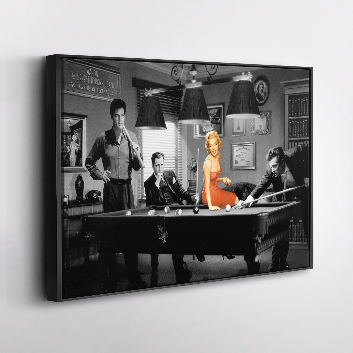 Marilyn Monroe & Elvis Presley Billiard - Canvas Wall Art Decor