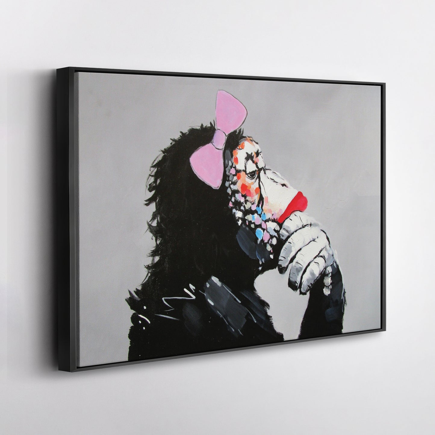 Banksy 'Female Monkey' Canvas Print - Framed Wall Art