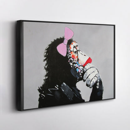 Banksy 'Female Monkey' Canvas Print - Framed Wall Art