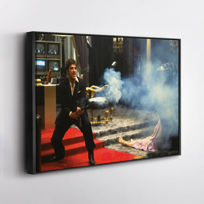 Scarface Say Hello to My Little Friend Canvas Art – Classic Movie Moment Decor