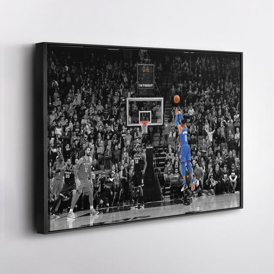 Russell Westbrook Buzzer Beater Canvas Art - NBA Thunder vs. Kings