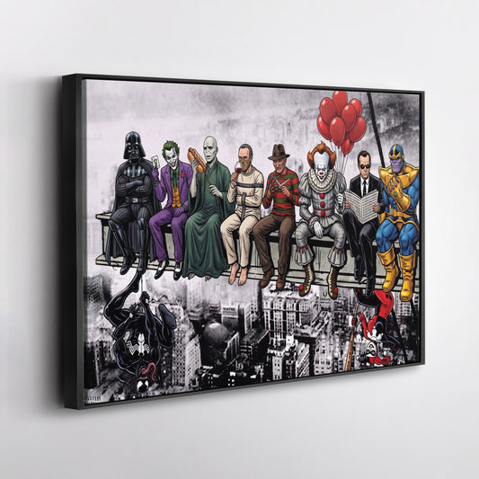 Movie Villains Lunch Atop a Skyscraper Canvas Wall Art