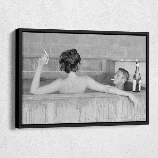 Steve McQueen with Wife Canvas Art – Hollywood Power Couple Decor