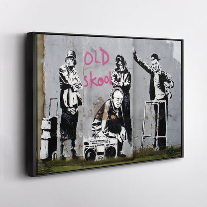 Banksy 'Old School' Canvas Print - Framed Wall Art
