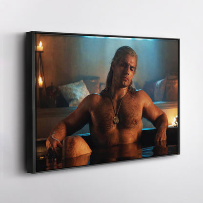Henry Cavill Geralt Bathtub Canvas Wall Art – Witcher TV Series Decor
