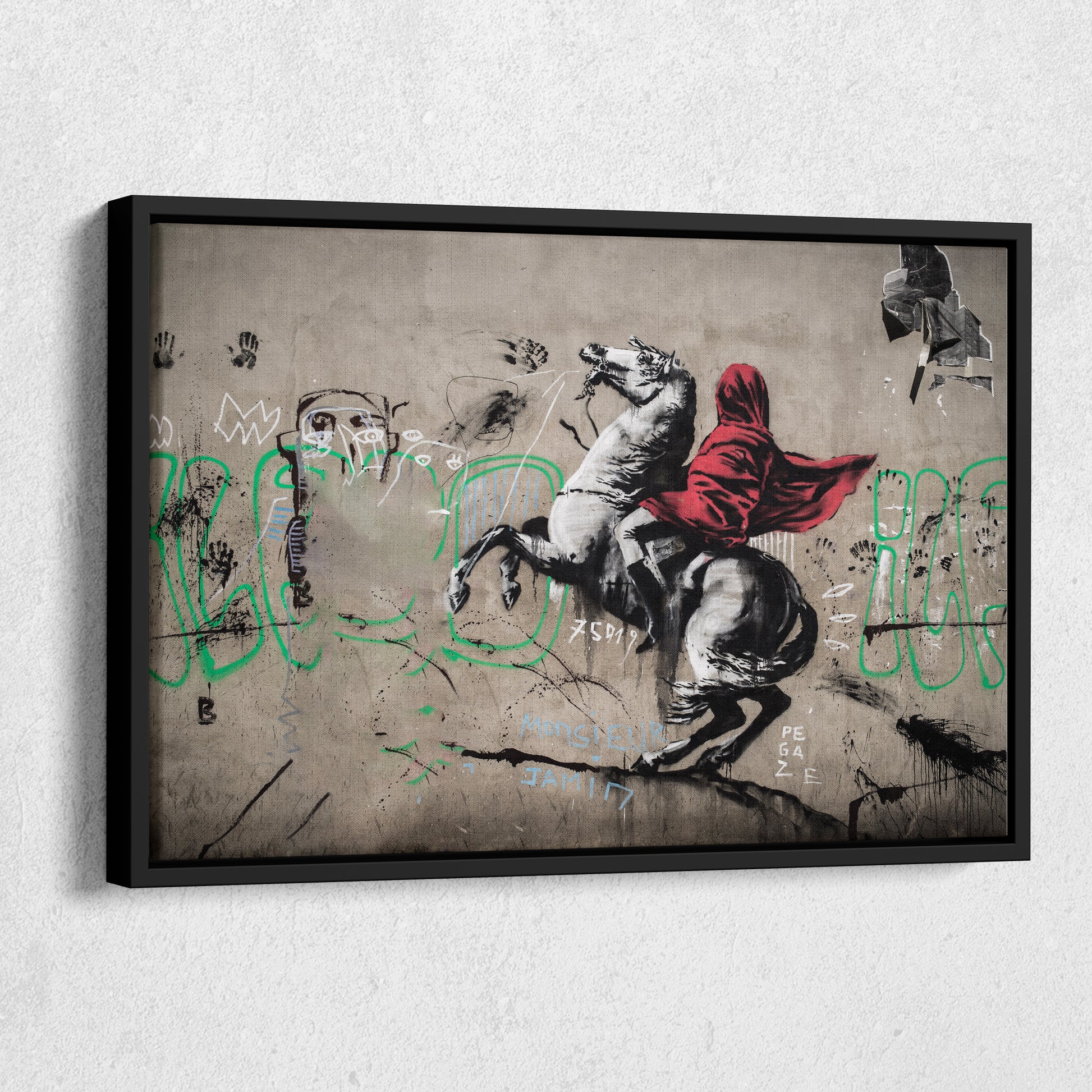 Banksy 'Napoleon on Horse' Canvas Print - Framed Wall Art
