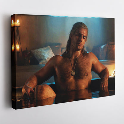 Henry Cavill Geralt Bathtub Canvas Wall Art – Witcher TV Series Decor