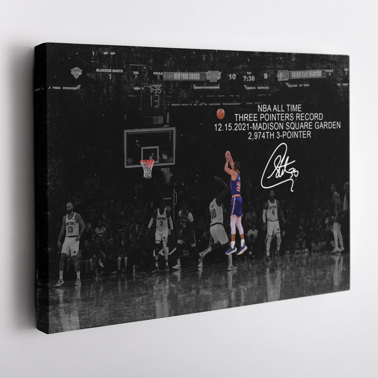 Stephen Curry Record Breaking 3-Pointer Canvas Art - NBA Wall Decor