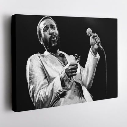 Marvin Gaye Black and White Canvas Art – Soul Singer Poster Wall Decor