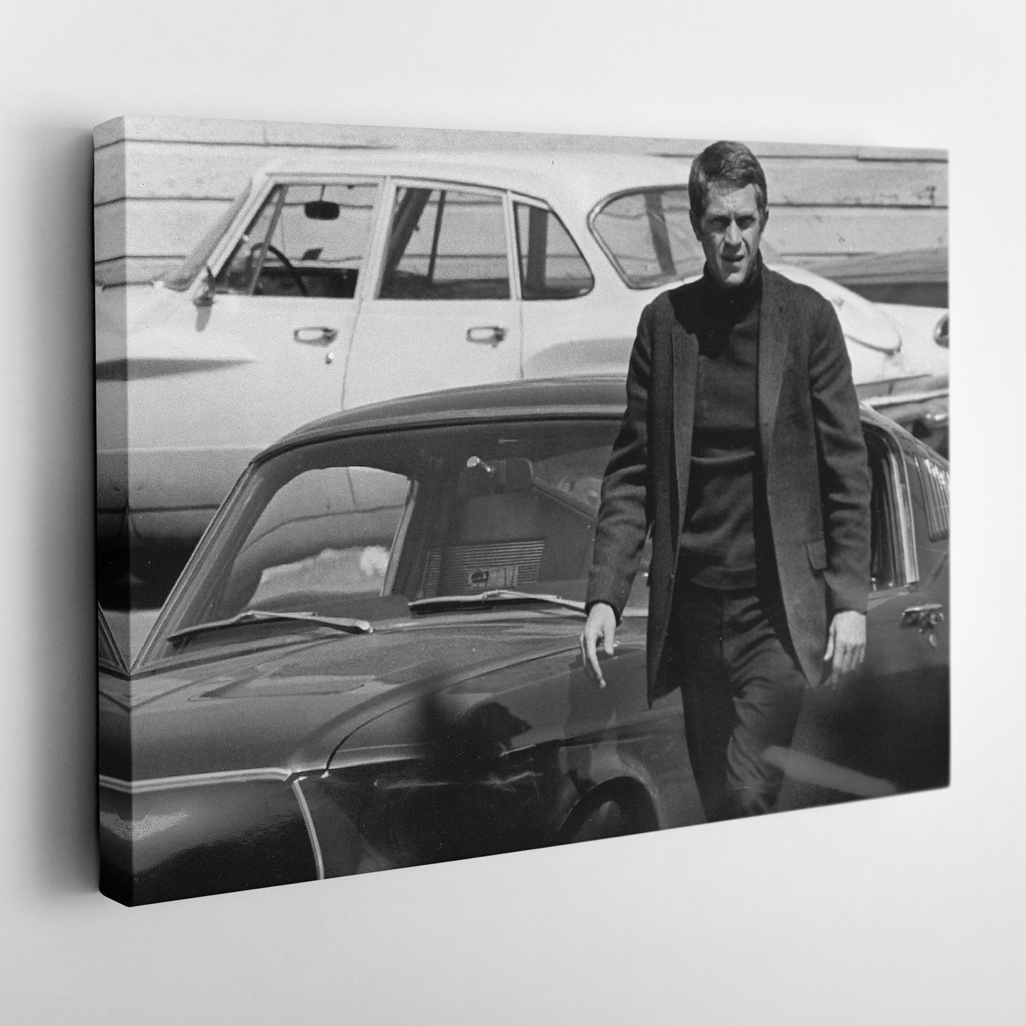 Steve McQueen Hollywood Icon Canvas Wall Art – Black and White Decor