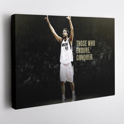 Dirk Nowitzki Basketball Quotes Canvas Wall Art – NBA Legend Poster