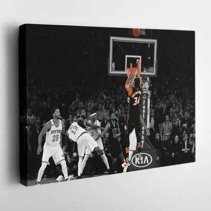 Giannis Antetokounmpo Buzzer Beater vs Knicks Canvas Wall Art Decor - NBA Superstar Art