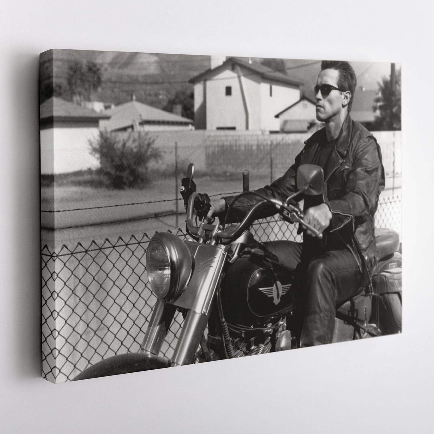 Arnold Schwarzenegger Terminator Movie Scene Canvas Print – Motorcycle Wall Art for Home & Office Decor