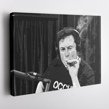 Elon Musk Smoking Canvas Wall Art – Entrepreneur Icon Print for Home
