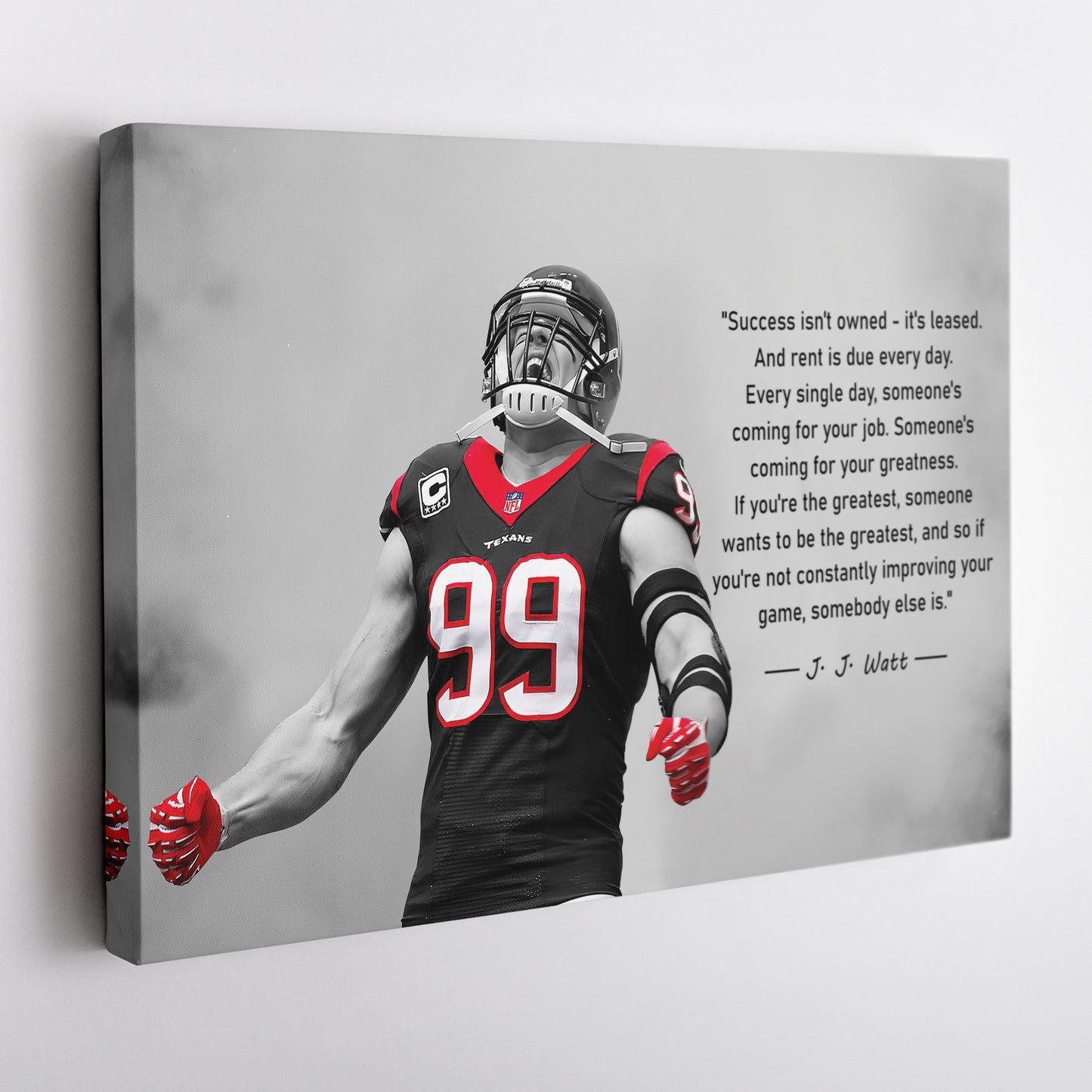 J.J. Watt Motivational Quote Canvas Wall Art Decor - NFL Legend Art